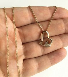 "18K GOLD FILLED HEART NECKLACE 18\" LONG. FOR LOVE AND HAPPINESS. PENDANT : 18x14mm 18K GOLD FILLED CADENA DE CORAZON 18\"LARGO. PARA AMOR Y FELICIDAD. DIJE: 18x14mm" Figaro Necklace, Good Luck Bracelet, Love And Happiness, Pompano Beach, Evil Eye Pendant, Heart Love, Love Necklace, Fashion Jewelry Necklaces, For Love