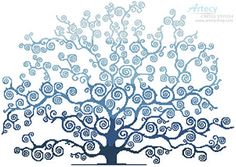 a cross stitch pattern of a tree with swirls in the shape of circles on it