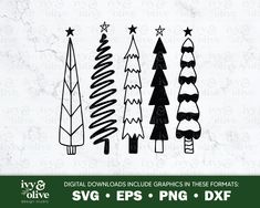 three christmas trees svg files