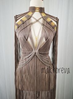 > Custom design , 🌿If there is a special color you want, please contact by message. 🌿Do not forget to enter your phone information for fast delivery. > Shiny material > Adds elegance on your swimsuits or evening dresses. Remember to send your phone number for fast delivery Beige Bohemian Party Dress, Bohemian Brown Evening Dress, Bohemian Dresses For Festival And Party Season, Bohemian Evening Festival Dress, Fitted Beige Fringe Dresses, Brown Bohemian Party Dress, Macrame Couture, Crazy Party, Macrame Clothes