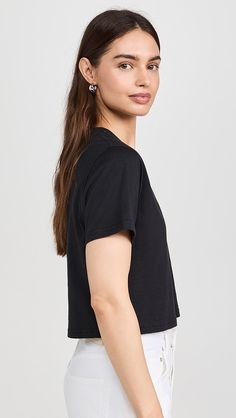 Shopbop - Designer Clothing, Shoes & Accessories Casual Cropped Crew Neck T-shirt For Workout, Sporty Scoop Neck T-shirt For Everyday, Casual Boxy Fit Cropped T-shirt With Short Sleeves, Relaxed Fit Cropped Cotton T-shirt For Sports, Solid Cropped T-shirt For Streetwear, Solid Color Boxy Fit Short Sleeve T-shirt, Athleisure Short Sleeve Crew Neck Top For Workout, Sporty Boxy Fit T-shirt For Everyday, Cotton Athleisure Tops With Scoop Neck