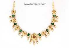 22 Karat Gold Necklace With Cz , Color Stones & Japanese Culture Pearls  - 235-GN4874 - in 37.250 Grams for USD $2684.99. 
Made in India by Totaram Jewelers Online this product is in Gold - 22 Karat BIS Hallmark 916 KDM Gold  & is an excellent gift for Adult - Women. Ships fully insured with secured guaranteed delivery for free with your order over $250 from New Jersey USA & comes with 30 days exchange policy. Pendent Necklace Totaram Jewelers, 22k Gold Necklace, 22k Gold Jewelry, Color Stones, Gold Necklace Women, Gold Jewelry Indian, Online Jewelry Store, Japanese Culture, 22k Gold