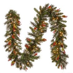 two christmas garlands with lights hanging from them