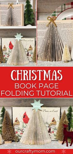 the christmas book page folding paper tree