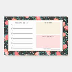 a pink and black floral print to do list