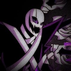 an animated image of a demon with purple and white stripes on it's face