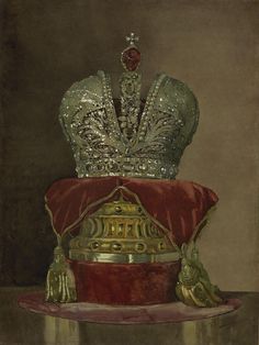 a painting of a crown sitting on top of a table