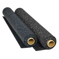 two rolls of black glitter fabric on white background