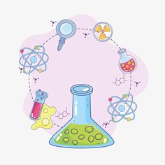 an illustration of science equipment in the shape of a circle