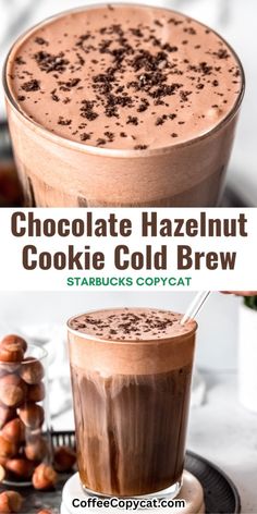 Chocolate Hazelnut Cookie Cold Brew (Starbucks Copycat) - coffeecopycat.com Drinks Homemade, Starbucks Chocolate, Chocolate Hazelnut Cookies, Cocoa Powder Cookies, Star Bucks