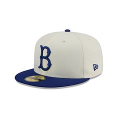 the boston blue sox'new era 59fifty fitted hat is shown in white and blue