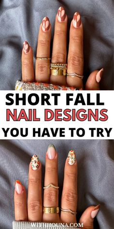 Nail Inspo Short Fall, Fall Short Nail Ideas, Fall Nail Colors Short, Cute Short Fall Nails, Fall Nail Designs Simple, Autumn Short Nails, Nails Fall Short, Short Fall Nail Ideas, Fall Nails Cute