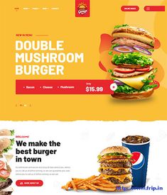 the website is designed to look like a burger restaurant