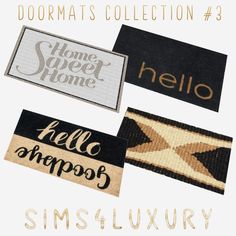 four different types of iron - on labels with the words, home sweet home, hello handsome