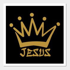 the word jesus with a crown on it