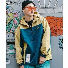 PINCHAUN Color Block Half Zipper Track Jacket | The Urban Clothing Shop™ Egg Styles, Korean Colors, Windbreaker Jacket Mens, Vintage Man, Fire Flower, Urban Clothing, Winter Outwear, Mens Fashion Inspiration, Korean Street