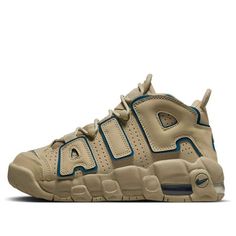 (GS) Nike Air More Uptempo 'Limestone' DQ6200-200 (SNKR/Retro/Mid Top/Basketball) Retro Beige Sports Sneakers, Retro Beige Sneakers For Sports, Retro Beige Sneakers, Casual Brown Nike Basketball Shoes, Casual Brown Basketball Shoes For Sports, Nike Air More Uptempo, Nike Air More, Mid Top, Stylish Sneakers