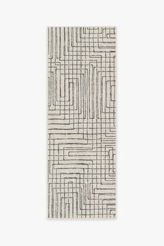 a white rug with black lines on it