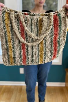 Fun tote bag that is ready to run errands with you at any time! Size: 40 x 40 cm Fiber: 100% Jute Multicolor Jute Tote Beach Bag, Summer Multicolor Jute Shoulder Bag, Multicolor Rectangular Crochet Jute Bag, Multicolor Rectangular Jute Shoulder Bag, Summer Multicolor Jute Crochet Bag, Best Tote Bags, Yellow Stripes, Cotton Totes, Orange Yellow