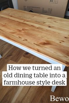 an old dining table has been made into a farmhouse style desk for the homeowner