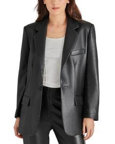 Steve Madden Imaan Faux Leather Blazer Leather Blazer Women, Faux Leather Blazer, Leather Suit, Winter Skirt Outfit, Miniskirt Outfits, Wrap Jacket, Wool Wrap, Suit Separates