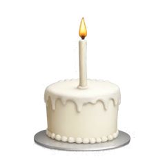 a white cake with a single candle on it