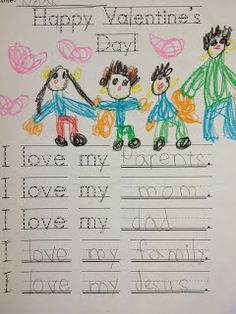 a child's handwritten poem for valentine's day with two children holding hands