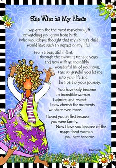 the poem she who is my niece by an image of a woman with her hands up