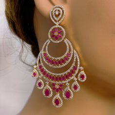 American Diamond Chandbali Ruby Earrings – PAAIE Diamond Chandbali, Chandbali Earrings, Multicolor Earrings, Orange Earrings, Ruby Earrings, American Diamond, Semi Precious Stones, Earring Sale, Modern Bohemian