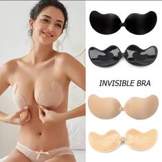 Made Up With Safe And Non-Toxic Silicon Material. This Invisible, Push-Up Bra Is Light Weight, Breathable, And Extremely Supportive. This Backless And Strapless Bra Has Butterfly Shaped Edges Sticks Nicely, And Helps To Gather The Extra Fat Of Armpit To The Breast For A Slicker Look. Please Kindly Note That Too Much Sweat Will Affect Stickiness, So The Silicone Adhesive Bra Is Not Suitable For Use In High Temperature Outdoors Or Doing Exercise. Prior To Putting It On, I Would Suggest Applying So Backless Outfits, Self Adhesive Bra, Silicone Bra, Bra Inserts, Invisible Bra, Sticky Bra, Nude Bra, Breast Lift, Adhesive Bra