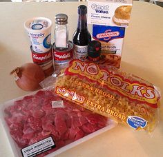 the ingredients needed to make this meal include meat, onion, cheese and other items