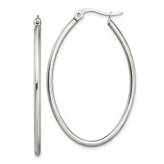 Stainless Steel Oval Hoop Earrings 30MM Diameter Medical Jewelry, Oval Hoop Earrings, Sports Jewelry, School Jewelry, Stainless Steel Polish, Coin Jewelry, White Earrings, Stainless Steel Earrings, Jewelry Earrings Hoops