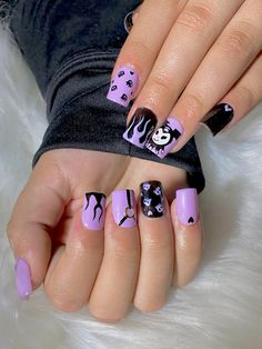 Soft gel - Kuromi nail design 💜🖤 #nailart Soft Gel, Stylish Nails, Nail Design, Cute Nails, Manicure, Nail Designs, Nail Art, Nails, Design