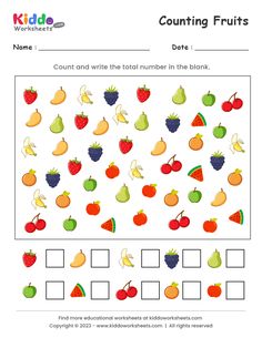 counting fruits worksheet for kids to practice counting the numbers in their own words