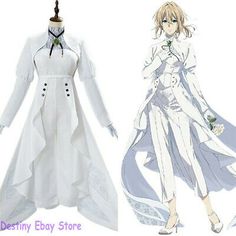 (eBay) Violet Evergarden: Eternity and the Auto Memories Doll Cosplay Outfit Costume Violet Evergarden Vestido, Violet Evergarden Eternity And The Auto Memories Doll, Themed White Anime Print Costume, White Anime Print Cosplay Costume, White Harajuku Costume For Themed Events, White Themed Costume For Fantasy Events, Harajuku Style White Costume For Themed Events, White Themed Costumes For Fantasy Events, Themed White Costumes For Fantasy Events