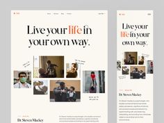 an image of a website page with multiple photos and text on it, including the words live your life in your own way