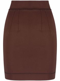 brown high-waisted pencil design concealed rear zip fastening panelled design stretch-design Long Frock Models, Frock Models, Brown Pencil Skirt, Brown Mini Skirt, Long Frock Designs, Pencil Design, Brown Skirt, Long Frocks, High Waisted Pencil Skirt