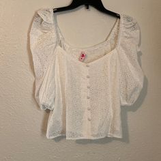 Never Worn, Does Not Come With Tags. White, Xs, Puffed Sleeves. Runs A Little Big. Cute Cotton Puff Sleeve Top, Cute White Puff Sleeve Top For Spring, Cute White Puff Sleeve Top For Summer, White Cute Puff Sleeve Top, Cute Fitted White Puff Sleeve Top, Cute White Fitted Puff Sleeve Top, Puffed Sleeves, Puff Sleeves, Puff Sleeve