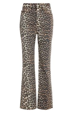 Allover leopard spots embolden these stretchy jeans cut in a cool cropped fit. Zip fly with button closure Five-pocket style 99% organic cotton, 1% elastane Machine wash, line dry Made in Turkey Leopard Print Jeans For Fall, Fitted Leopard Print Jeans For Fall, Trendy Straight Leg Leopard Print Jeans, Trendy High-rise Leopard Print Bottoms, Ganni Leopard Jeans, Ganni Leopard Dress, Stretch Leopard Print Full-length Bottoms, Hairstyling Products, Led Fashion