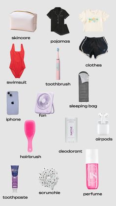 the contents of a woman's personal care kit are shown in this graphic diagram