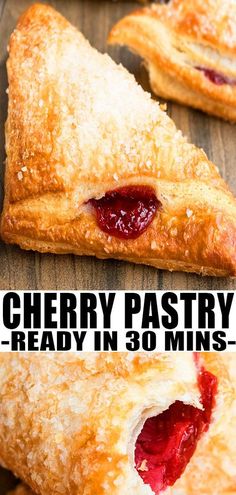 cherry pastry ready in 30 mins to be eaten for breakfast or dessert with fresh fruit on top