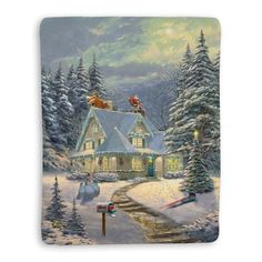 Thomas Kinkade Midnight Delivery Sherpa Throw Blanket Thomas Kinkade Christmas, Kinkade Disney, Thomas Kinkade Disney, Blue Throw Blanket, Under The Tree, Cooling Blanket, The Magic Of Christmas, Sherpa Throw Blankets, Magic Of Christmas