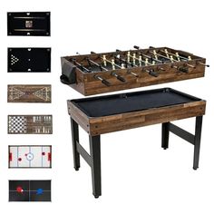 an image of a foosball table set up with different items to play games