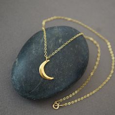 Crescent Moon Necklace Gold (284G) Mystical Clavicle Chain Jewelry As Gift, Mystical Clavicle Chain Jewelry For Gift, Adjustable Moon Shape Necklace With Moon Charm, Celestial Half Moon Necklace For Everyday, Celestial Moon Necklace, Everyday Celestial Half Moon Necklace, Everyday Celestial Moon Necklace, Celestial Crescent Necklace For Everyday, Everyday Celestial Crescent Necklace