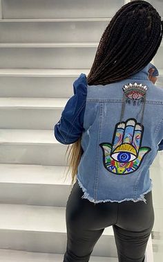 "Art Glass beaded embroidered designer evil eye patch to keep you fashionably protected from evil. Unique and shiny, adorn any outfit with this adorable little everyday eye jewelry! (See image of how I turned a boring  denim jacket into a fashion statement) It will look gorgeous on your shirts, denim jackets, dresses, sweatshirts and other clothing. Third Eye or all seeing eye rhinestone brooch is beautiful gift for good luck and protection for your friend, mom, girlfriend, daughter, aunt Glass Seeing Eye, Eye Patch, All Seeing Eye, For Good Luck, All Seeing, Rhinestone Brooches, Eye Jewelry, Denim Jackets, Third Eye