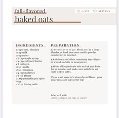 the ingredients for baked oats are shown in this recipe page, which includes instructions to make them