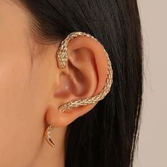 Nwt! Creative Snake Shaped Gold Ear Cuff Alloy 18k Punk Style Earring Size: In Photos Features: New. In Great Condition. Gold In Color. Snake Shaped. Punk, Indie, Bohemian,Preppy, Edgy, Street Wear, Animal Lover, Snake Lover, Snake Earrings, Egirl, Grunge Hb Bin Earrings Snake, Snake Ears, Cuff Earring, Nightclub Party, Punk Vintage, Gold Ear Cuff, Snake Earrings, Ear Cuff Earings, Vintage Punk