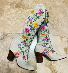 Floral Embroidered Boots For Spring Festival, Floral Embroidery Boots For Spring Festival, Embroidered Boots For Spring Festivals, Bohemian Boots With Floral Embroidery For Fall, Spring Festival Embroidered Boots, Bohemian Fall Boots With Floral Embroidery, Bohemian Style Boots For Spring, Bohemian Floral Embroidered Boots For Fall, Spring Festival Fitted Boots