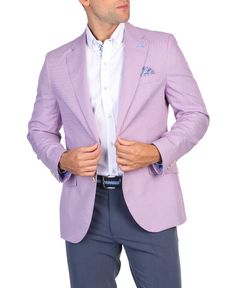 in stock Classic Long Sleeve Houndstooth Sport Coat, Retro Single-breasted Sport Coat With Long Sleeves, Men’s Purple Blazer, Semi-formal Houndstooth Outerwear With Lapel Collar, Unstructured Button-up Sport Coat With Pockets, Sport Coat, Pick Up, In Store, Buy Online