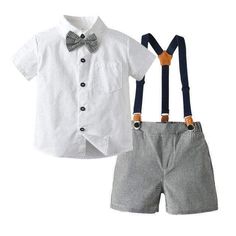 Boy's Clothing white shirt / 4T / China Blue Shirt Grey Shorts Summer Bow Tie Sets, Baby Boy Formal Wear, Boys Formal Wear, Kids Shirts Boys, Boy Outerwear, Boys Style, Online Kids Clothes, Kids Pattern, Style Basic